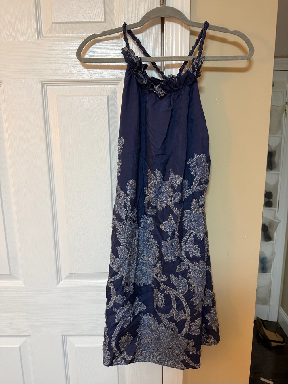 INC International Concepts Navy Blue Floral-Print Mini Dress READ DESCRIPTION!